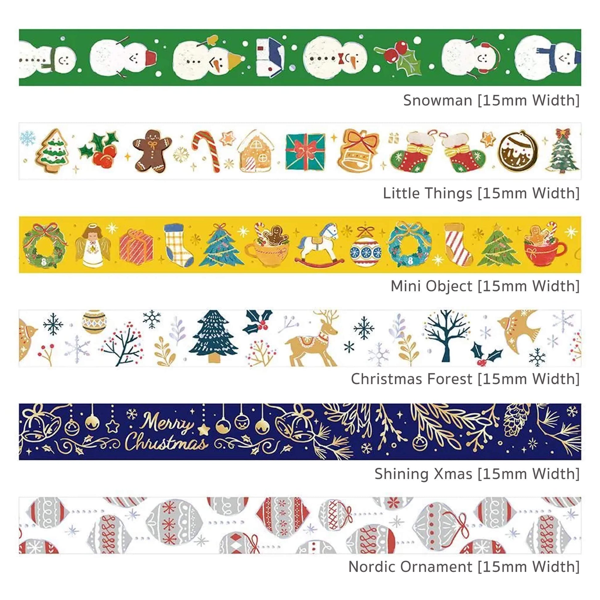 BGM Washi Tape Foil 2025 Christmas Limited - Snowman [15mm Width] - Washi Tapes