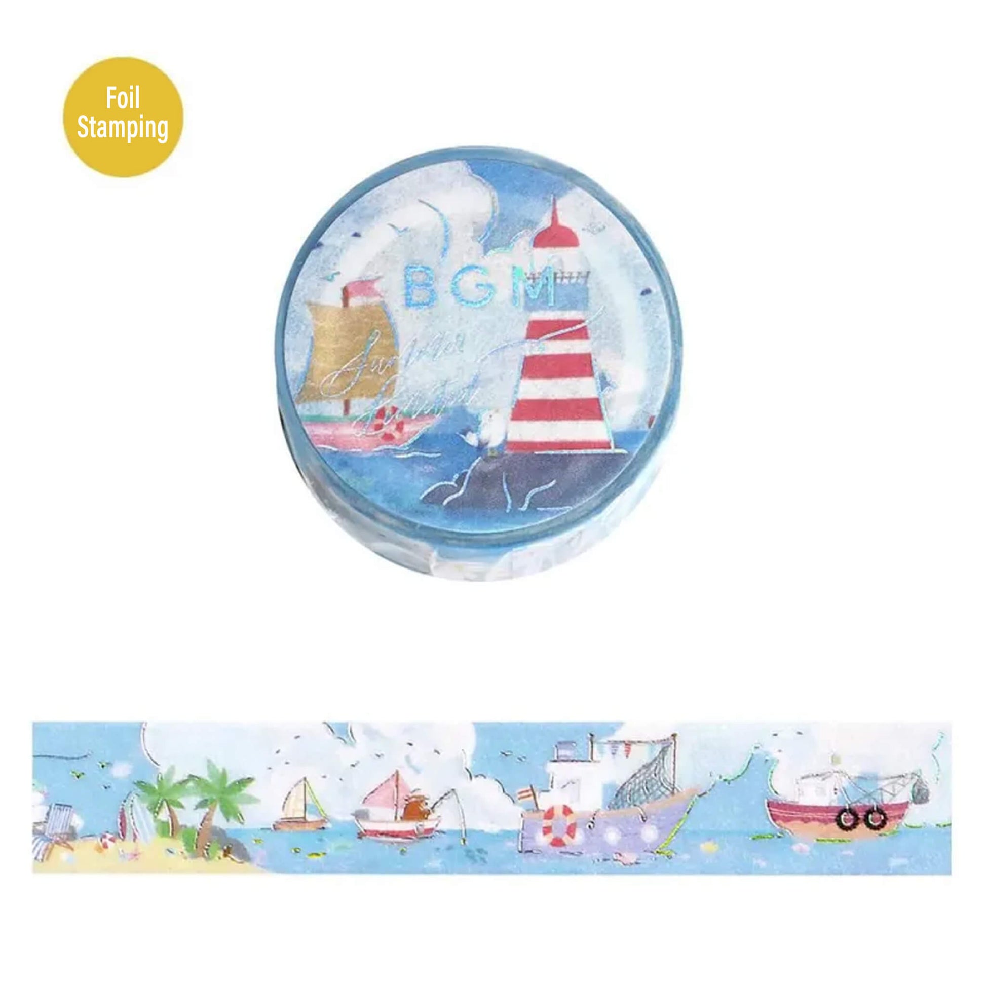BGM Washi Tape Foil 2025 Summer Limited - Summer Port [15mm Width] - Washi Tapes