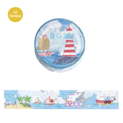 BGM Washi Tape Foil 2025 Summer Limited - Summer Port [15mm Width] - Washi Tapes