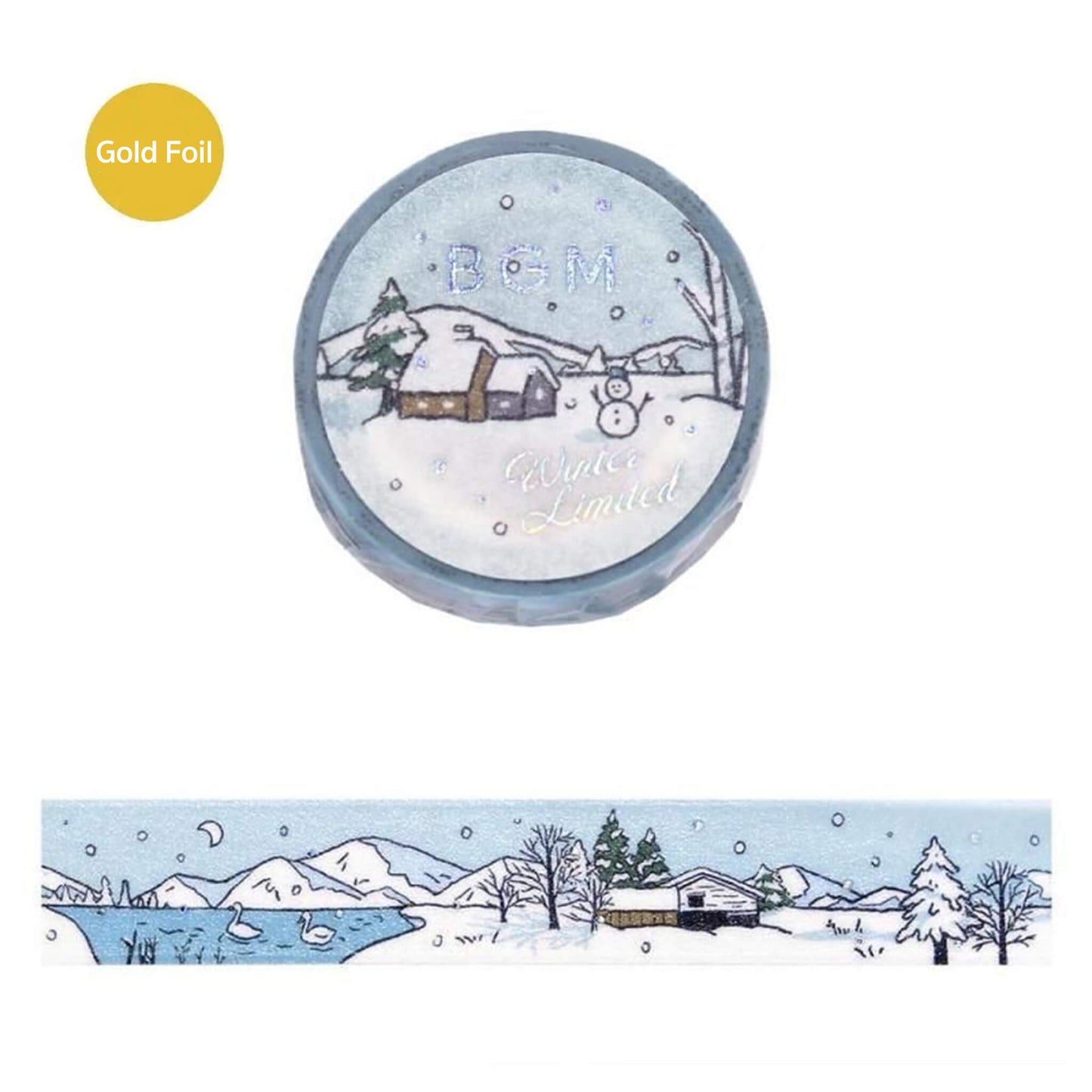BGM Washi Tape Foil 2025 Winter Limited - Snow Lake Cabin [15mm Width] - Washi Tapes
