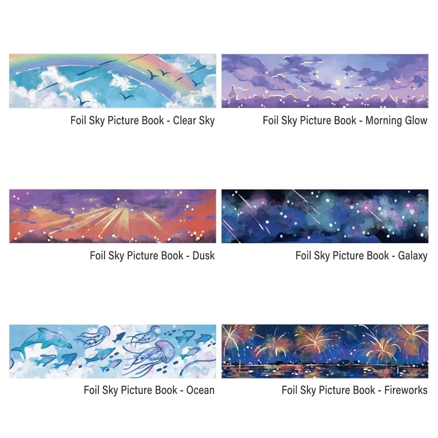 BGM Washi Tape Foil Sky Picture Book - Dusk - Washi Tapes