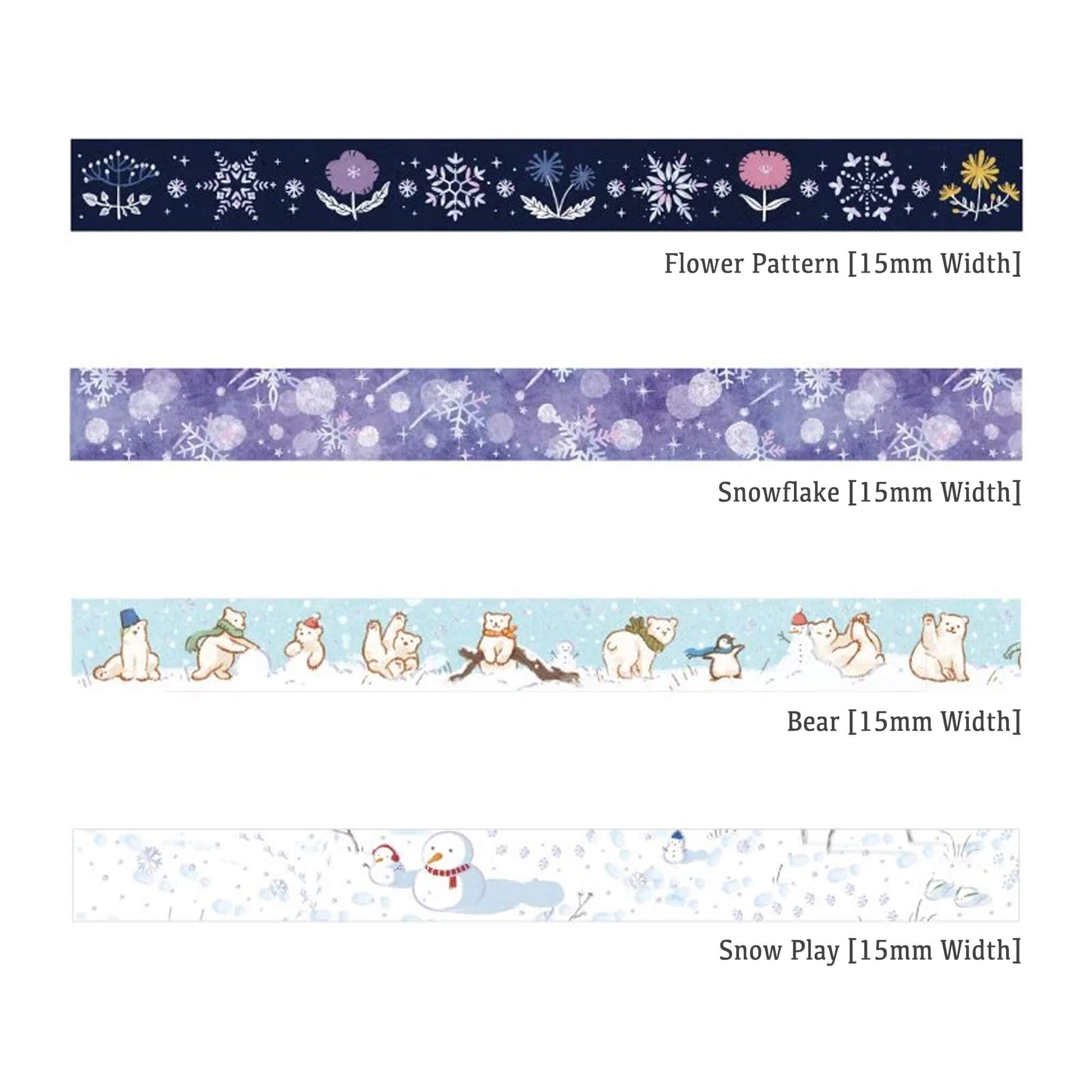 BGM Washi Tape Gold Foil 2024 Winter Limited - Flower Pattern [15mm Width] - Washi Tapes