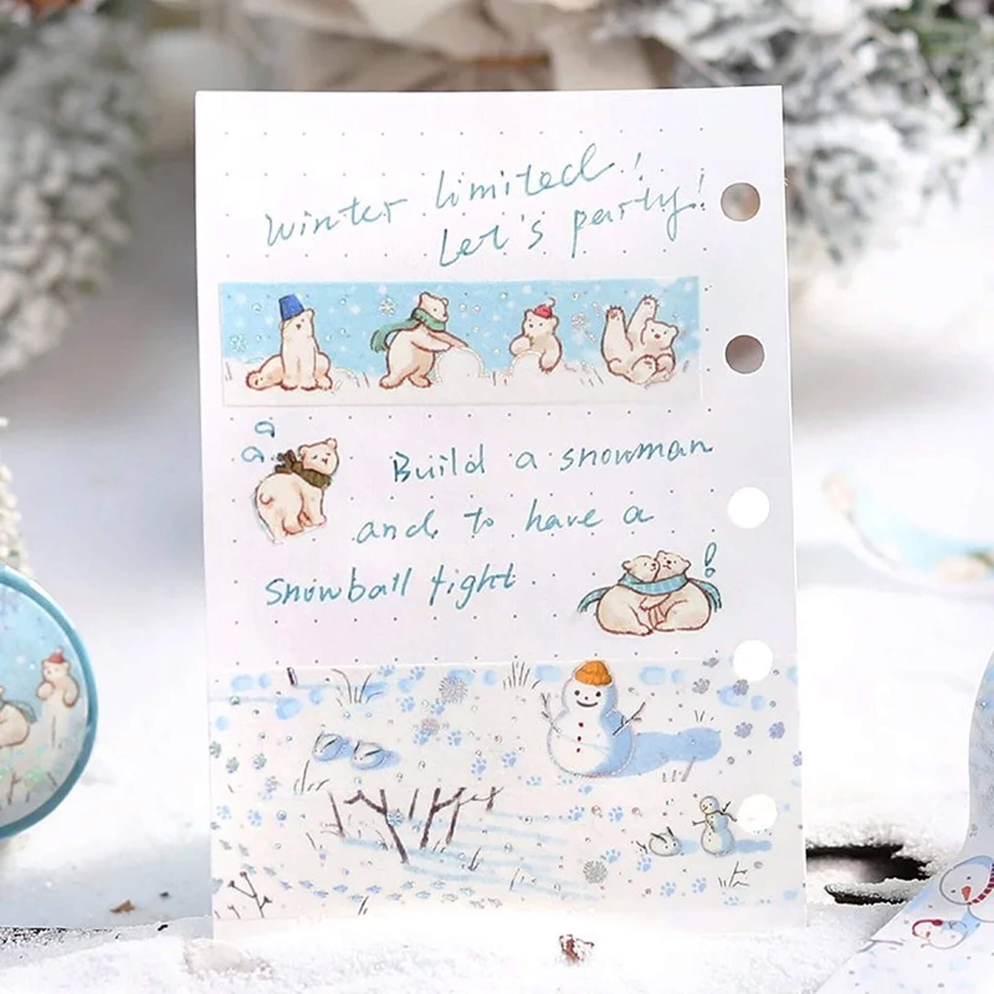 BGM Washi Tape Gold Foil 2024 Winter Limited - Snow Play [15mm Width] - Washi Tapes