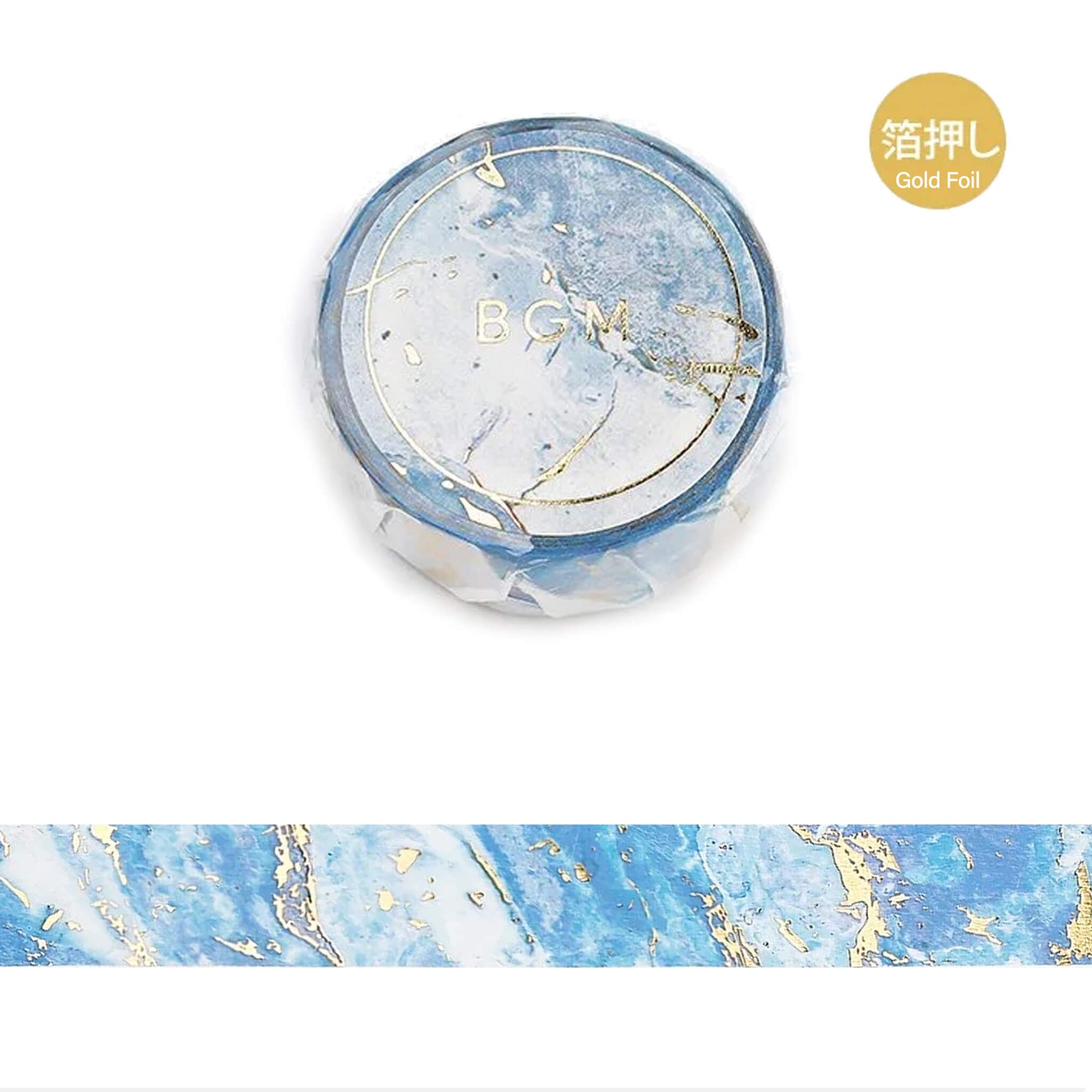 BGM Washi Tape Gold Foil Stone Pattern - Sky Blue - Washi Tapes