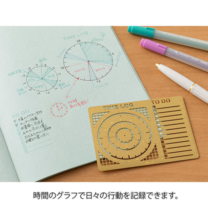 [Coming Soon] Midori Diary Template Brass - Time Log - Template Rulers