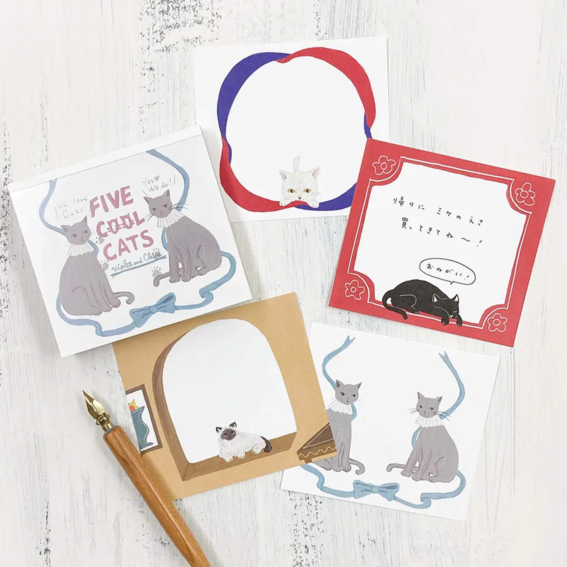 Cozyca Block Memo Pad - Five Cool Cats - Memo Pads