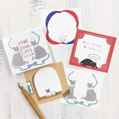 Cozyca Block Memo Pad - Five Cool Cats - Memo Pads