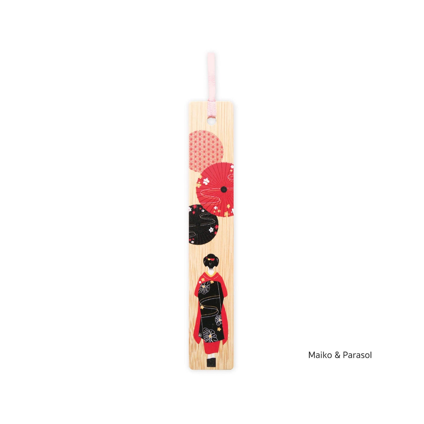 Cozyca Hyogensha Wa-Zakka Bamboo Bookmark - Maiko & Parasol - Bookmarks