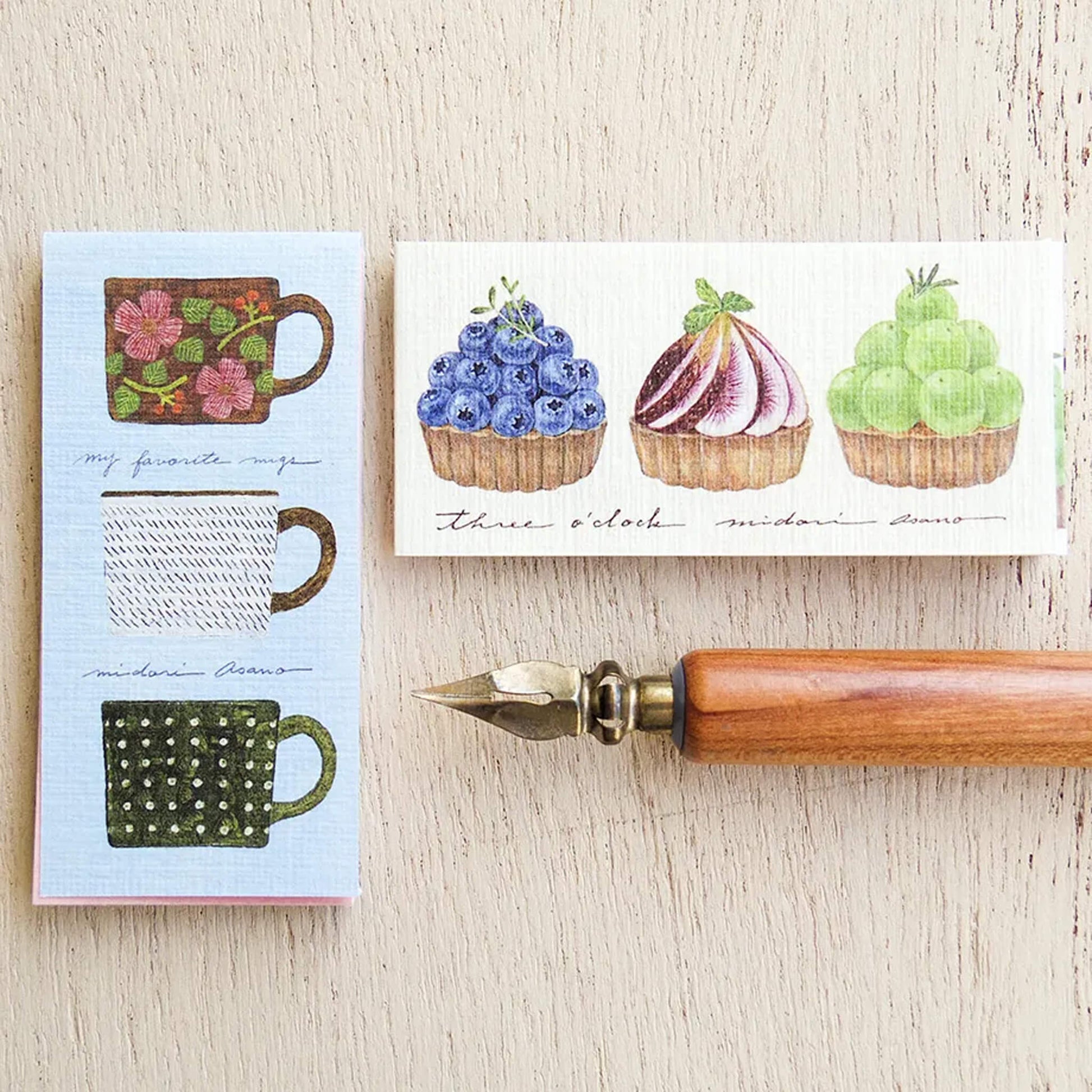 Cozyca Ippitsu Sticky Notes - Midori Asano | My Favorite Mugs & Three O'clock - Sticky Notes