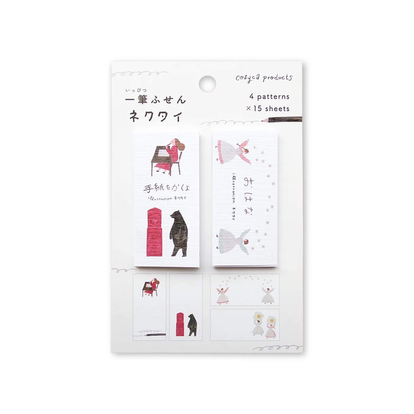 Cozyca Ippitsu Sticky Notes - Necktie | Write a Letter & Ohana - Sticky Notes