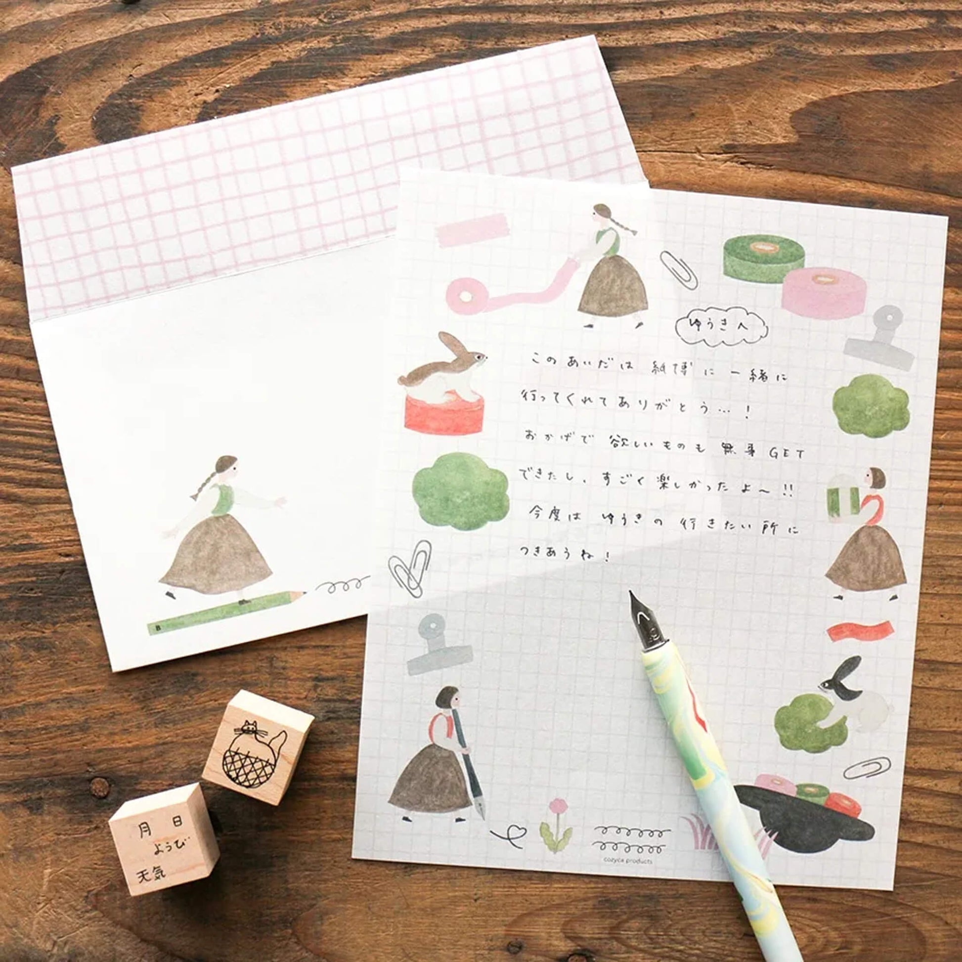 Cozyca Letter Set - Meadow, on the Desk - Letter Writing Sets