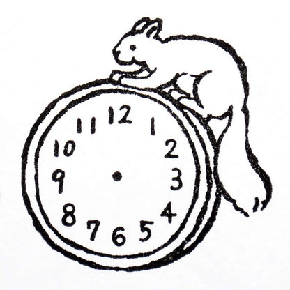 Cozyca Rubber Stamp - Clock and Squirrel - Rubber Stamps