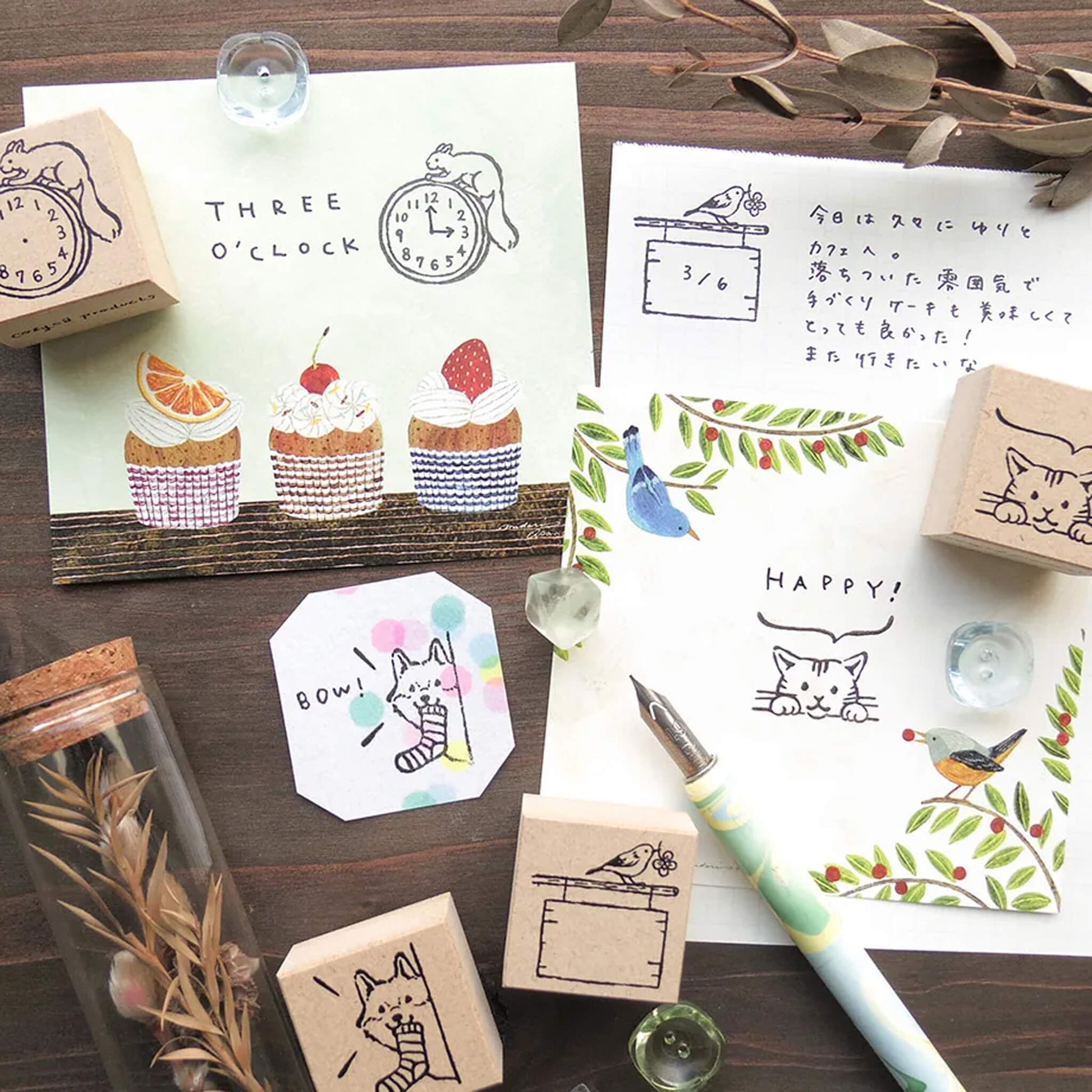 Cozyca Rubber Stamp - Clock and Squirrel - Rubber Stamps