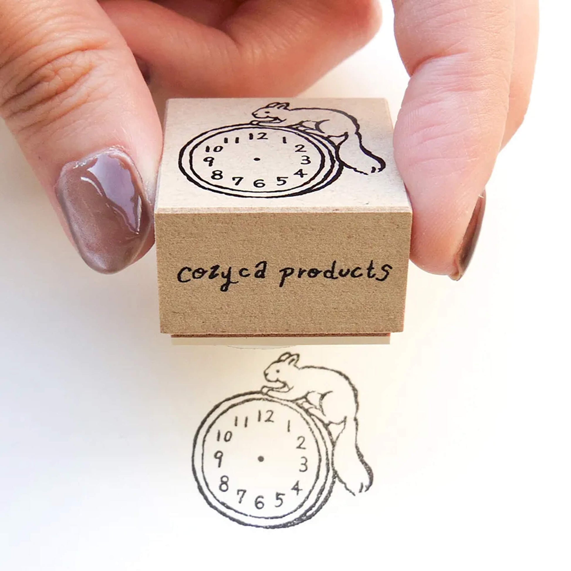 Cozyca Rubber Stamp - Clock and Squirrel - Rubber Stamps