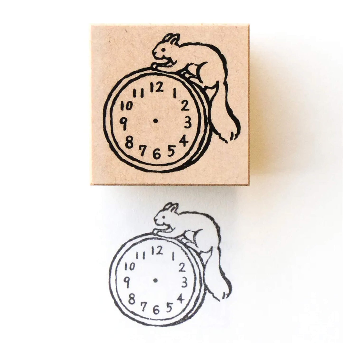 Cozyca Rubber Stamp - Clock and Squirrel - Rubber Stamps
