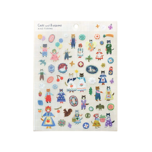 Cozyca Sticker Seal - Cats & Buttons - Sticker Sheets