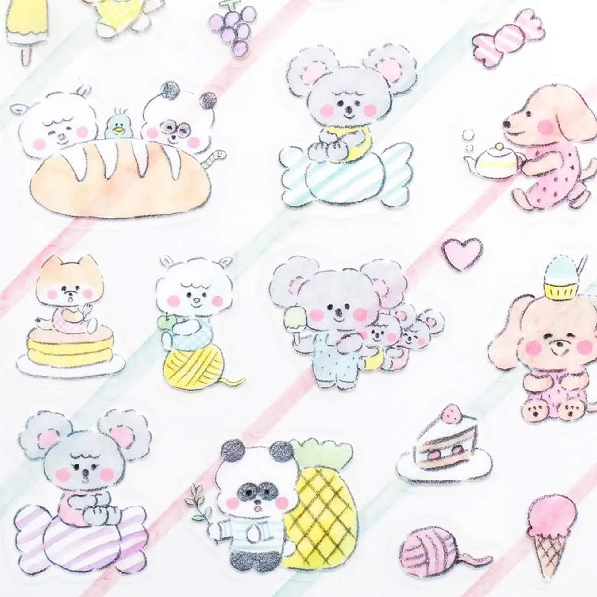 Cozyca Sticker Seal - Snacks and Animals - Sticker Sheets