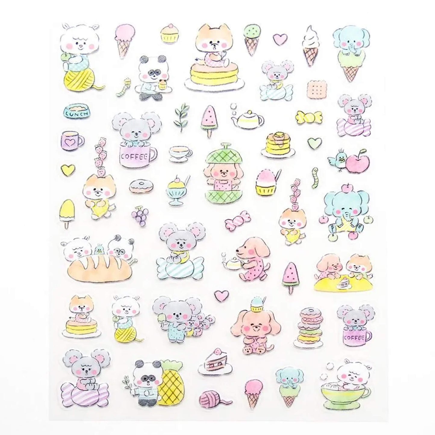 Cozyca Sticker Seal - Snacks and Animals - Sticker Sheets
