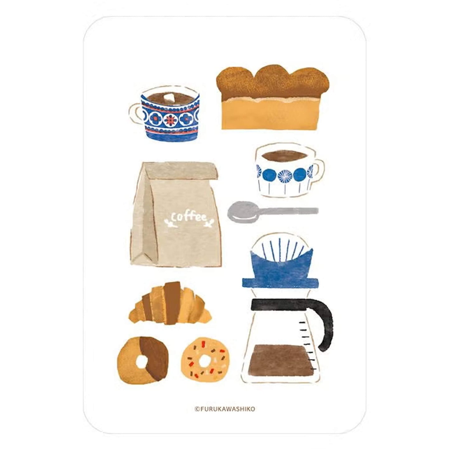 Fukukawa Shiko Clear Bookmark [A6] - Coffee and Bread - Hontowatashi - Bookmarks