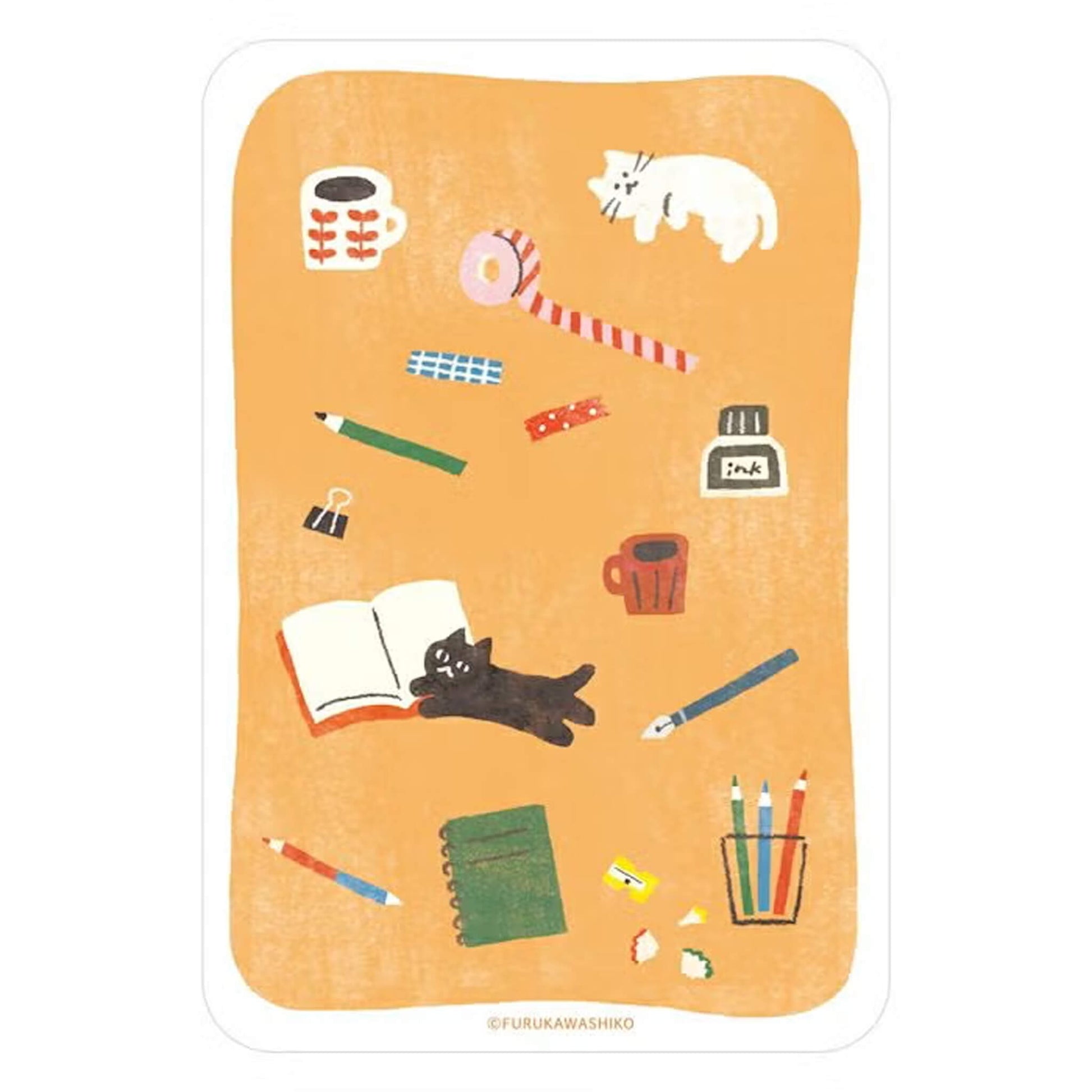 Fukukawa Shiko Clear Bookmark [A6] - Stationery and Cat - Hontowatashi - Bookmarks