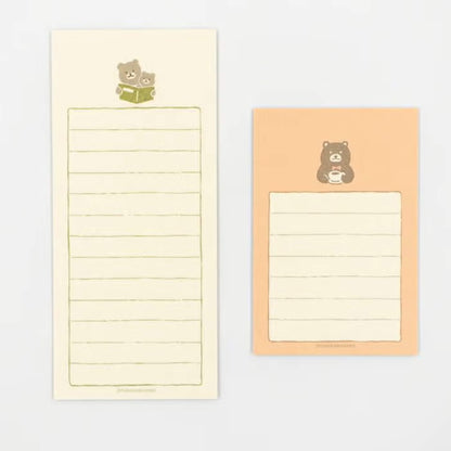 Fukukawa Shiko Soebumi Bookmark Memo Pad - Bear - Hontowatashi - Memo Bookmarks