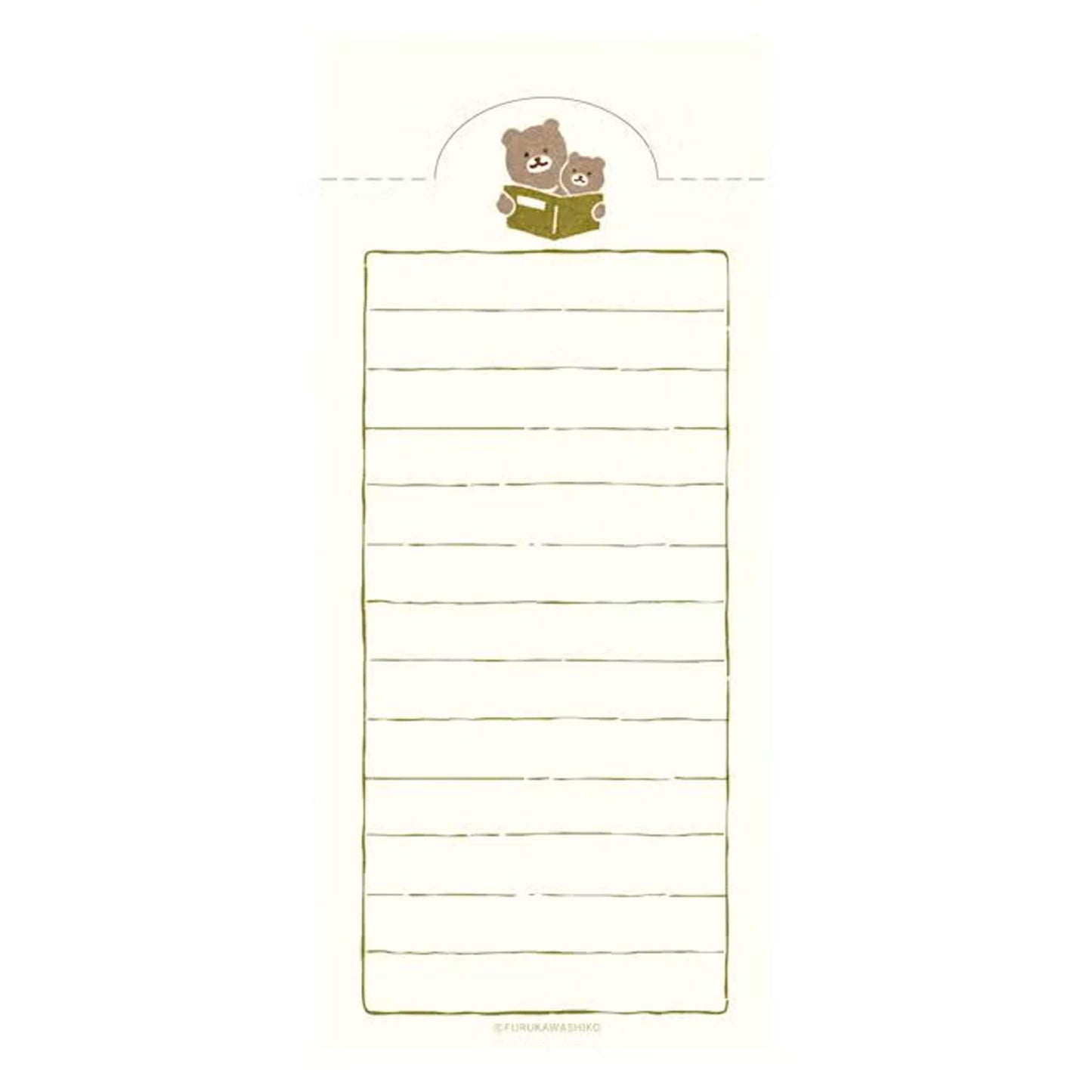 Fukukawa Shiko Soebumi Bookmark Memo Pad - Bear - Hontowatashi - Memo Bookmarks