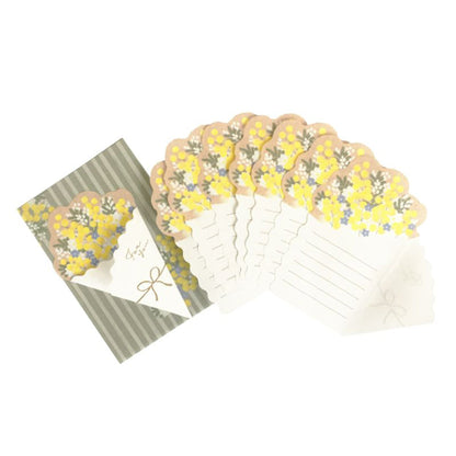 Furukawa Bouquet Letter Set - Mimosa and Baby's Breath - Mini Letter Writing Sets