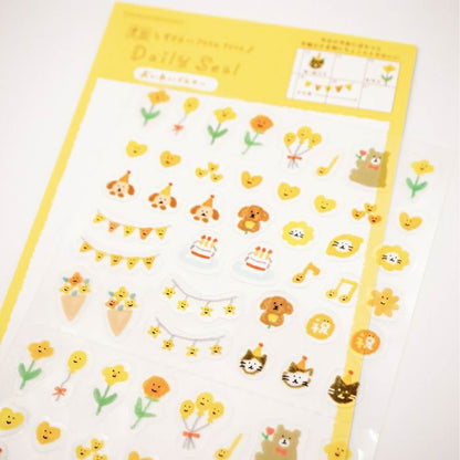 Furukawa Daily Seal Sticker Sheet - Celebration Yellow - Sticker Sheets