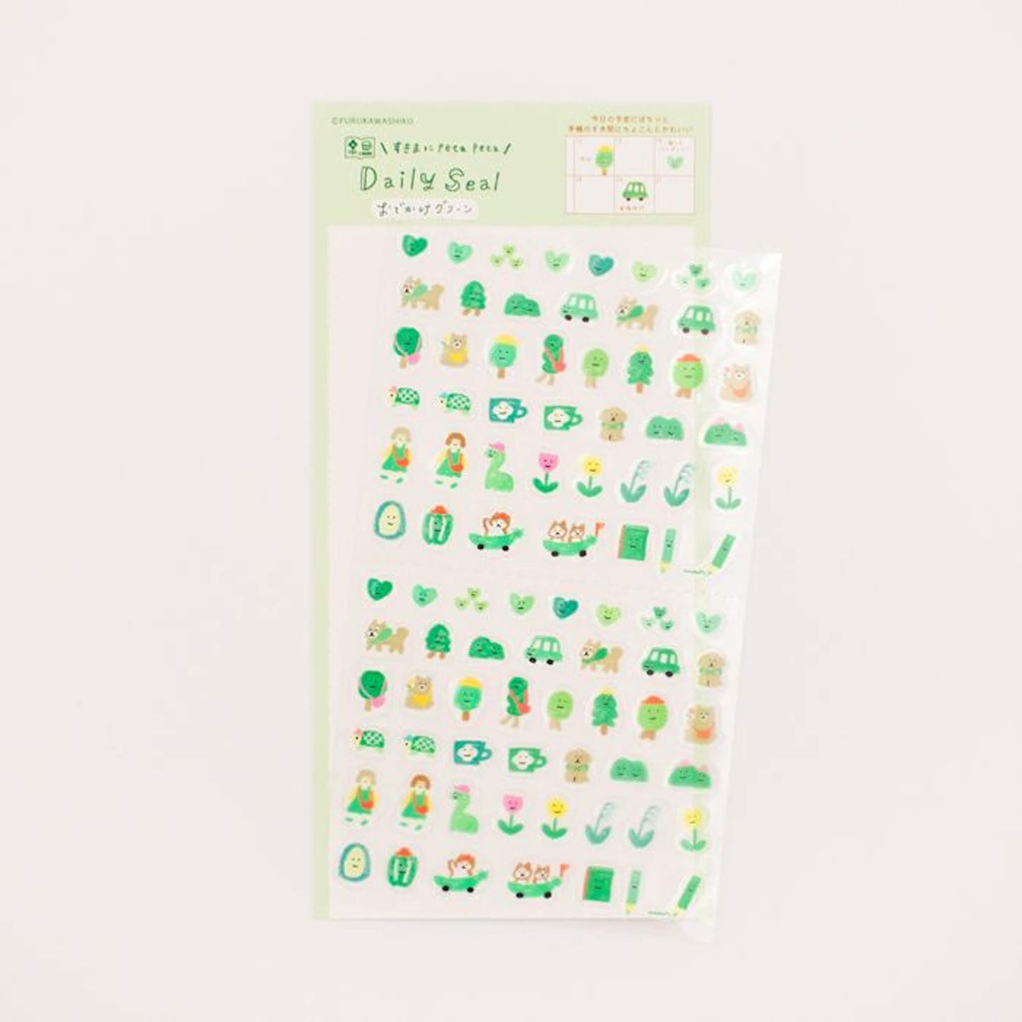 Furukawa Daily Seal Sticker Sheet - Outing Green - Sticker Sheets