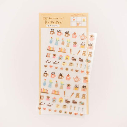 Furukawa Daily Seal Sticker Sheet - Relax Brown - Sticker Sheets