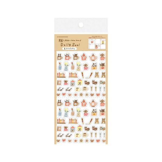 Furukawa Daily Seal Sticker Sheet - Relax Brown - Sticker Sheets