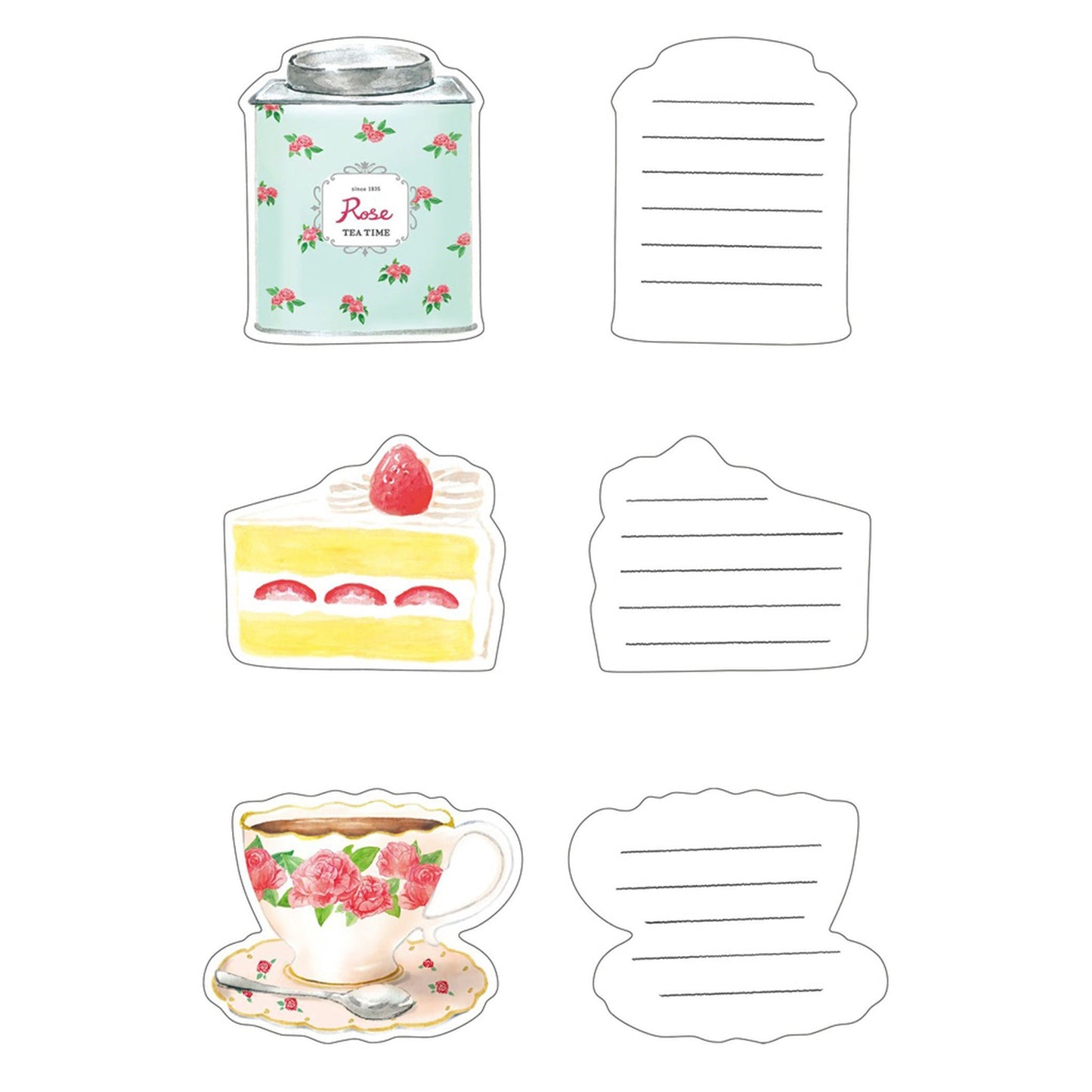 Furukawa Die Cut Mini Letter Set - Rose Tea & Strawberry Cake - Mini Letter Writing Sets