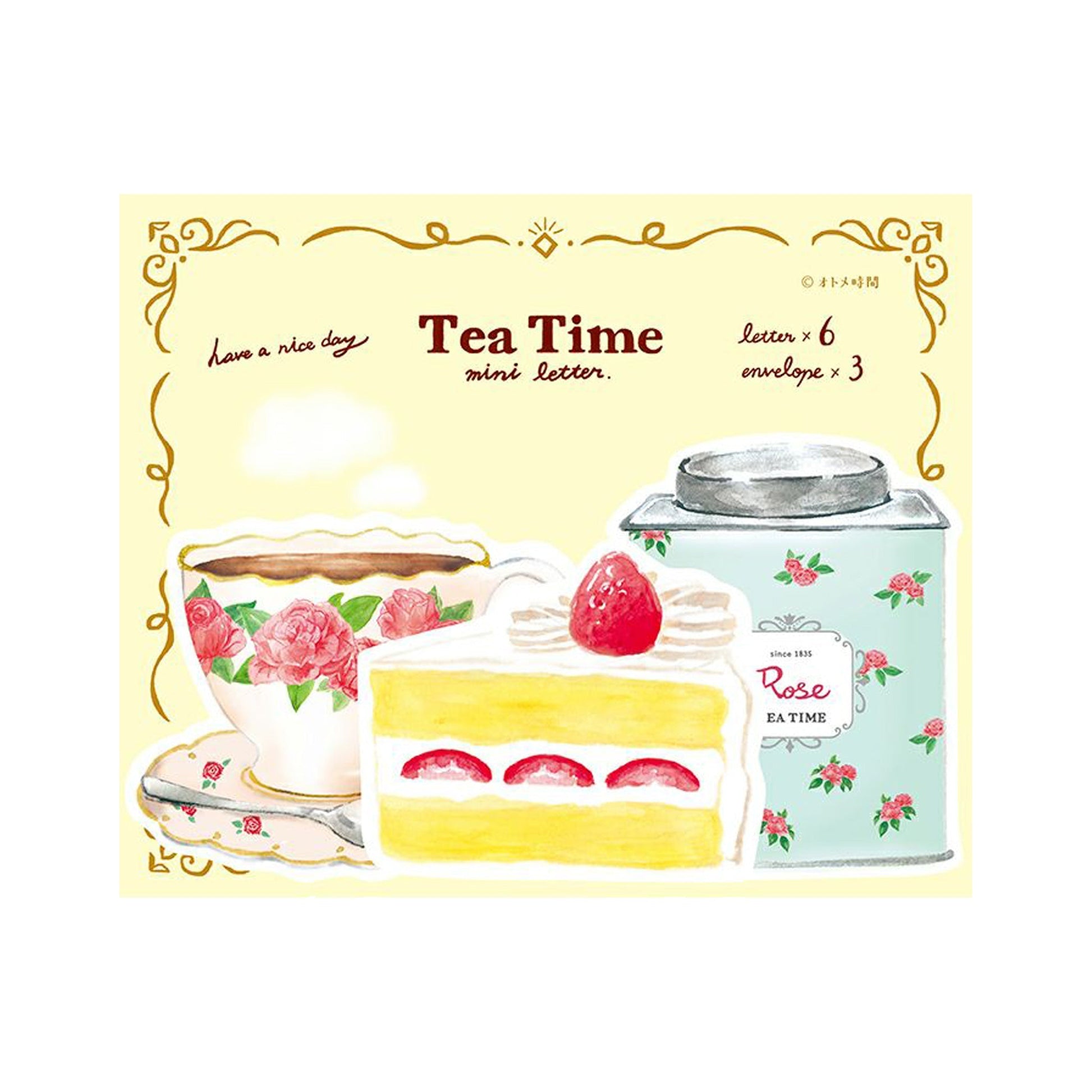 Furukawa Die Cut Mini Letter Set - Rose Tea & Strawberry Cake - Mini Letter Writing Sets