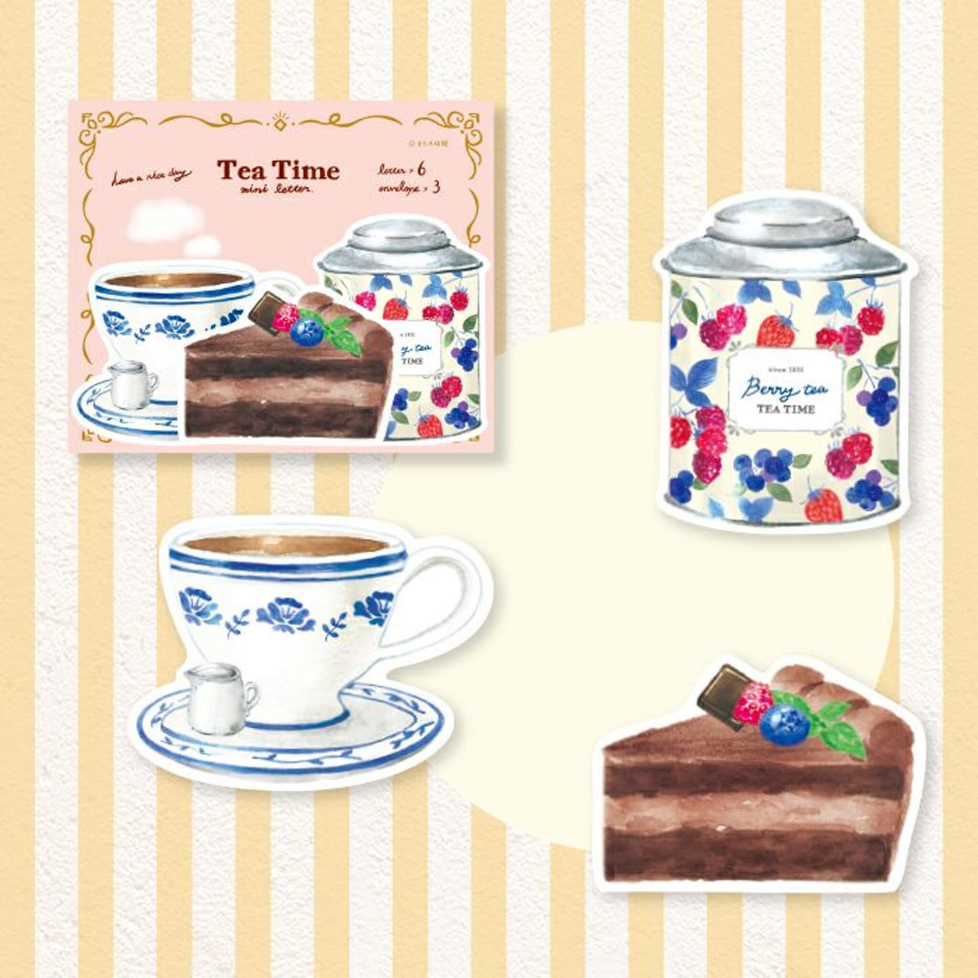 Furukawa Die Cut Mini Letter Set - Tea Time & Berry - Mini Letter Writing Sets