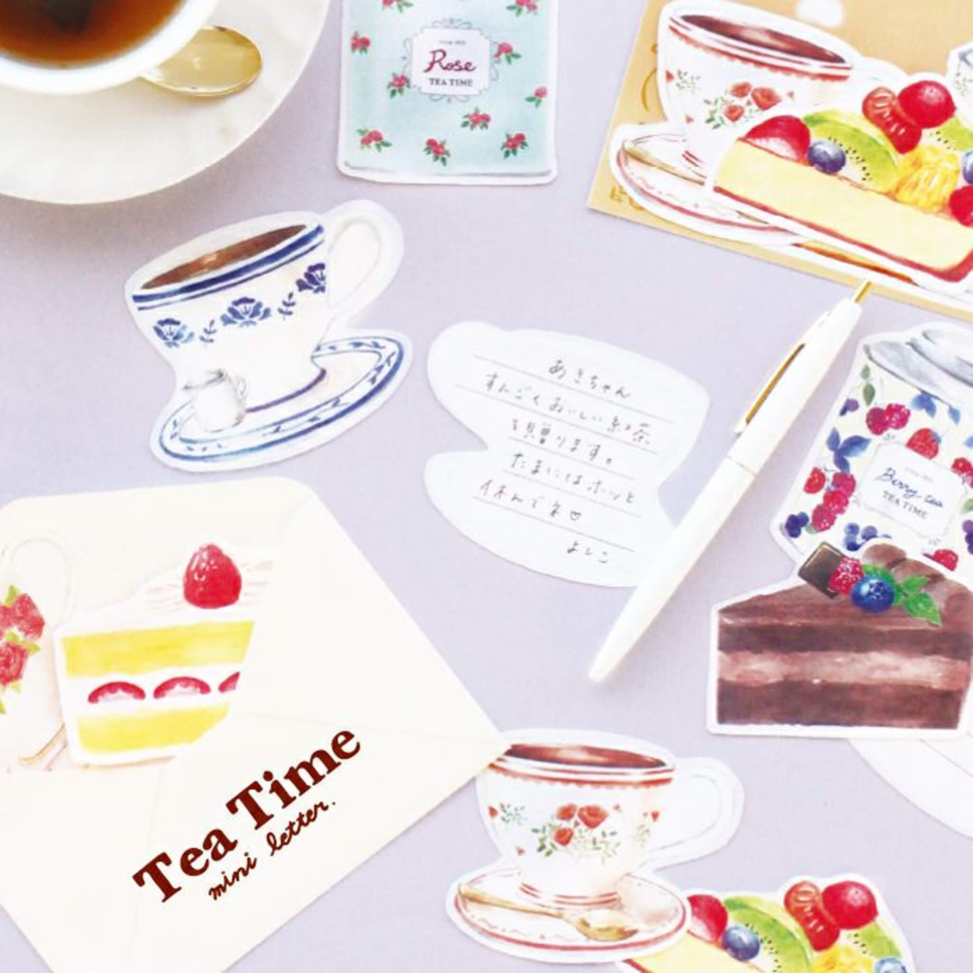 Furukawa Die Cut Mini Letter Set - Tea Time & Berry - Mini Letter Writing Sets