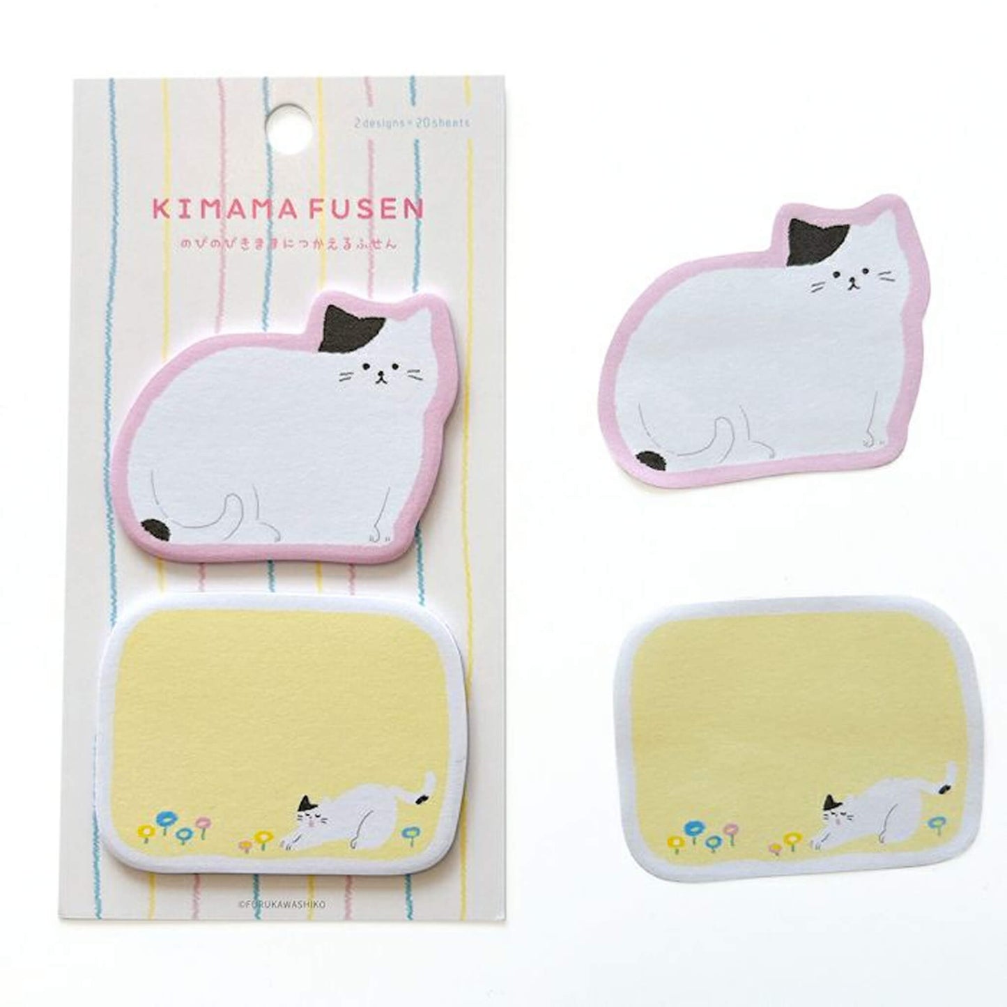 Furukawa Kimama Sticky Notes - Relaxed Cat - Sticky Notes