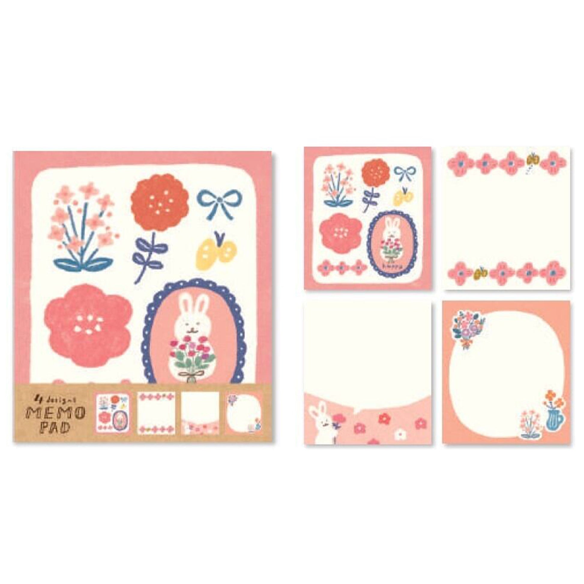 Furukawa Memo Pad - Flowers and Rabbit - Memo Pads