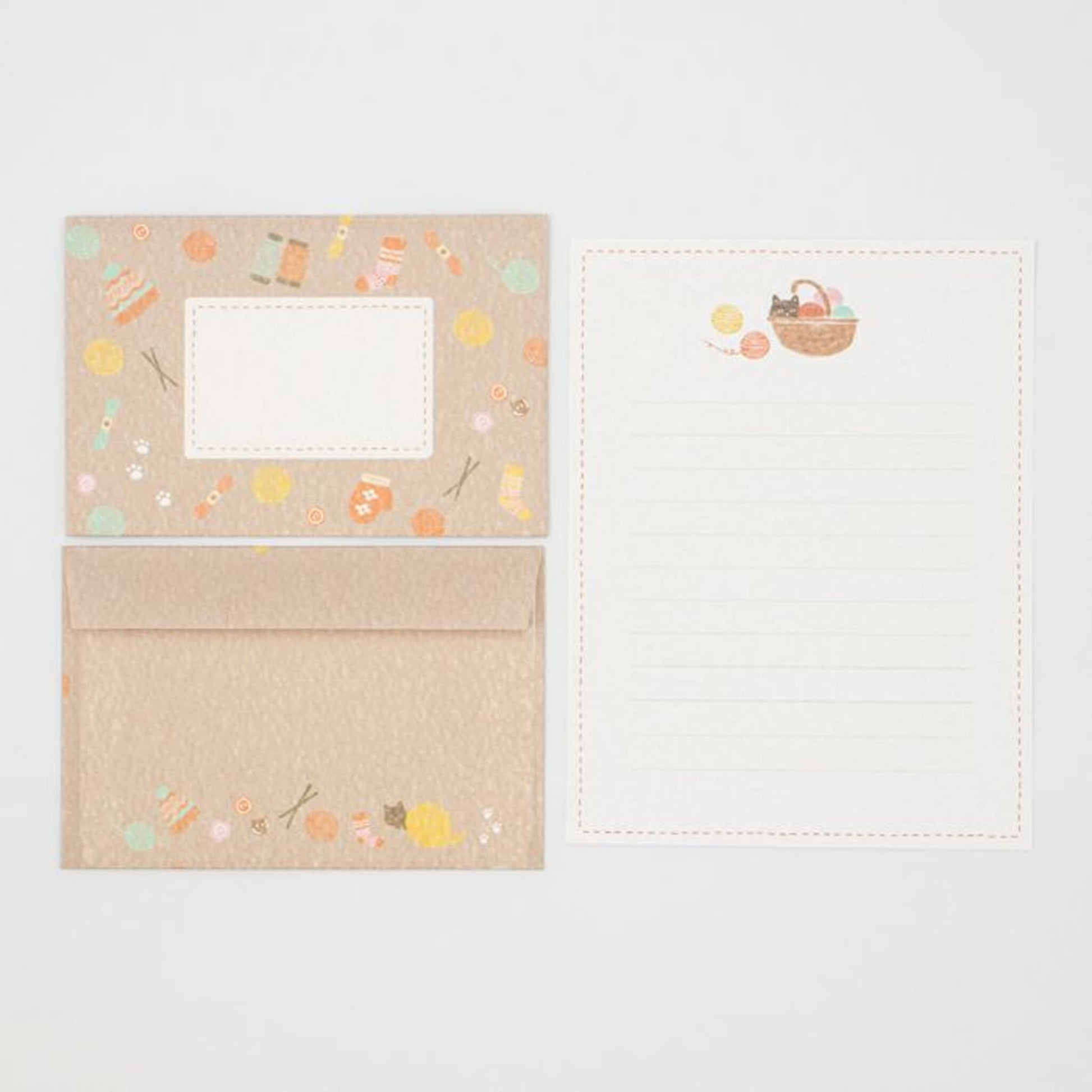 Furukawa Mino Washi Letter Writing Set Wa - Life 2024 Winter Limited - Cat and Knitting - Letter Writing Sets