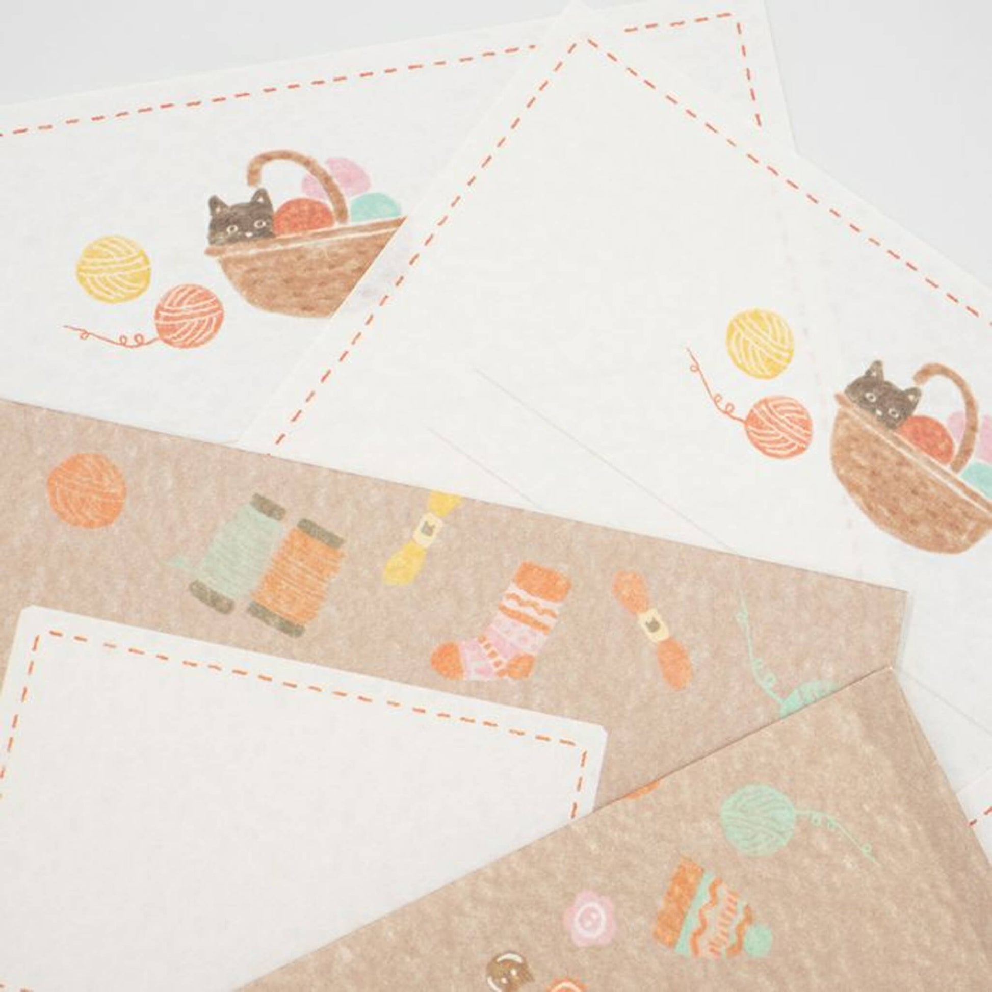 Furukawa Mino Washi Letter Writing Set Wa - Life 2024 Winter Limited - Cat and Knitting - Letter Writing Sets