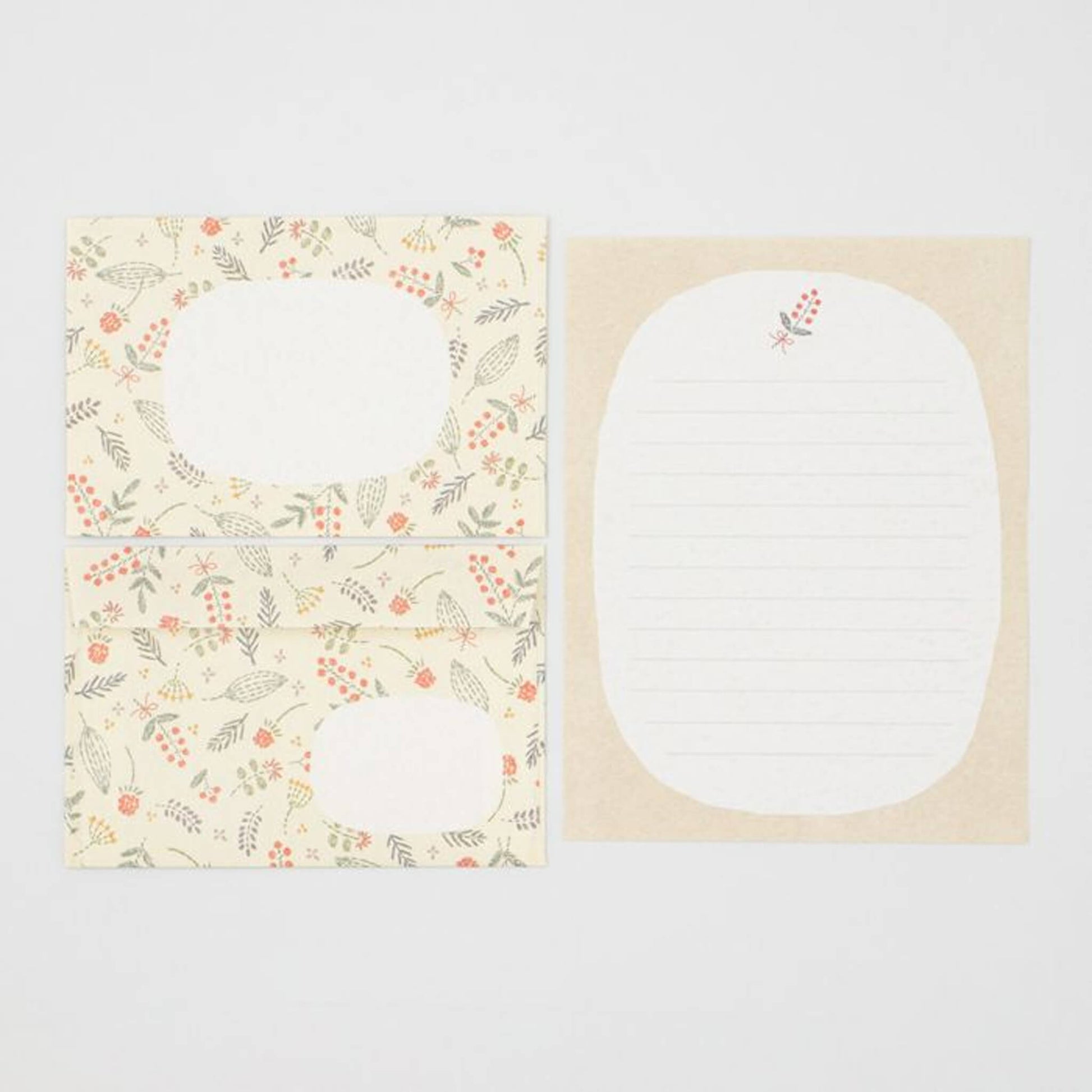 Furukawa Mino Washi Letter Writing Set Wa - Life 2024 Winter Limited - Floral Embroidery - Letter Writing Sets