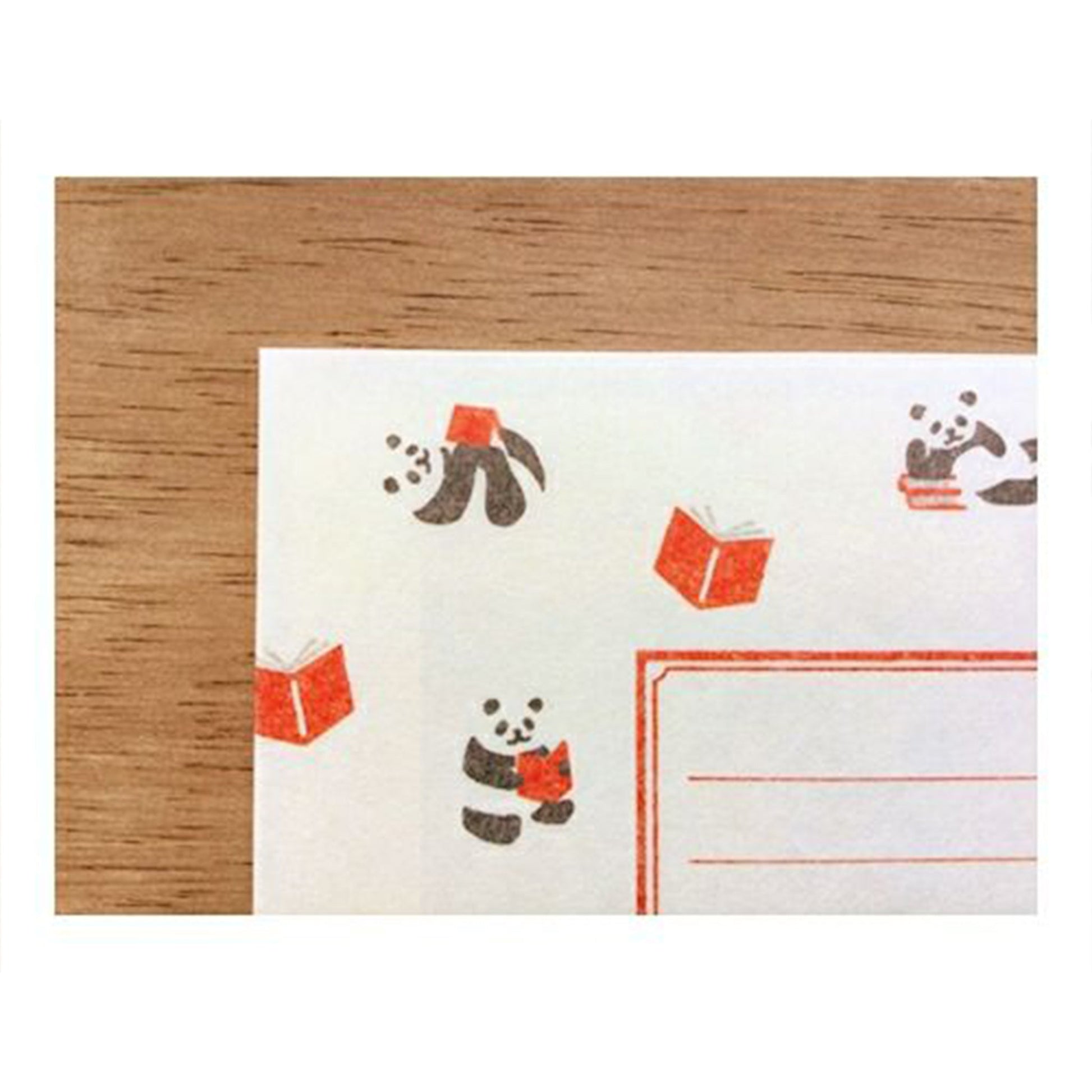 Furukawa Mino Washi Paper Letter Set - Panda and Book - Letter Writing Sets