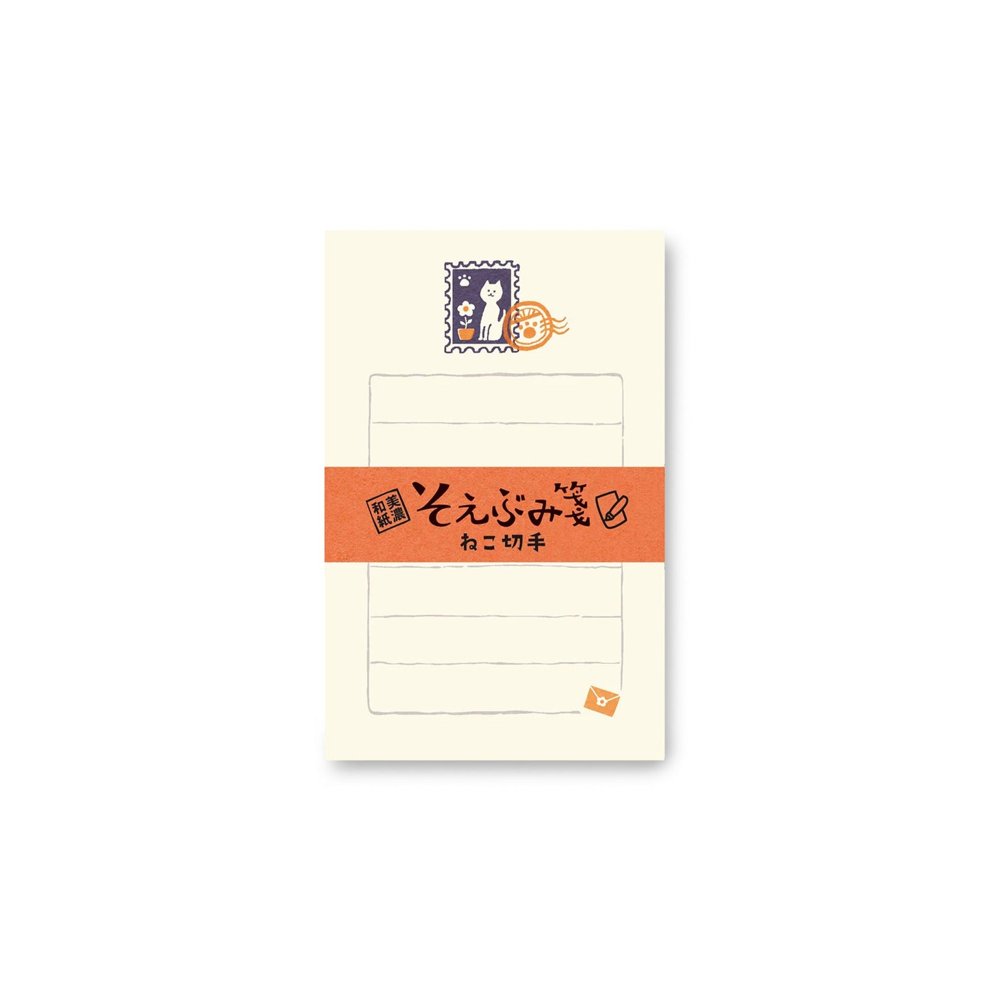 Furukawa Mino Washi Paper Mini Letter Set - Cat Stamp - Mini Letter Writing Sets