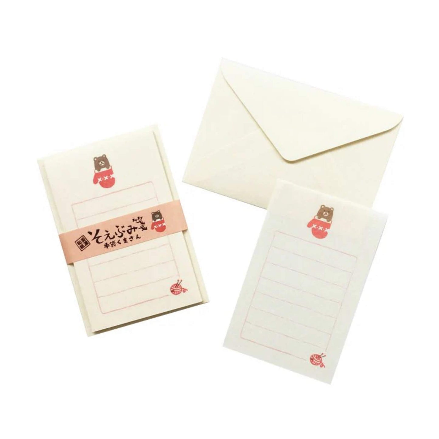 Furukawa Mino Washi Paper Mini Letter Set - Glove Bear - Mini Letter Writing Sets