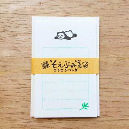 Furukawa Mino Washi Paper Mini Letter Set - Rolling Panda - Mini Letter Writing Sets