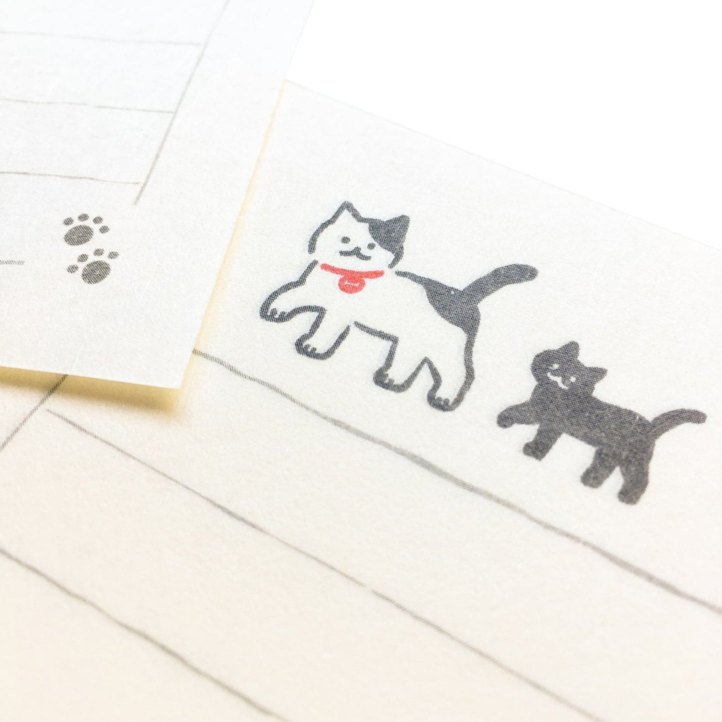 Furukawa Mino Washi Paper Mini Letter Set - Strolling Cats - Mini Letter Writing Sets