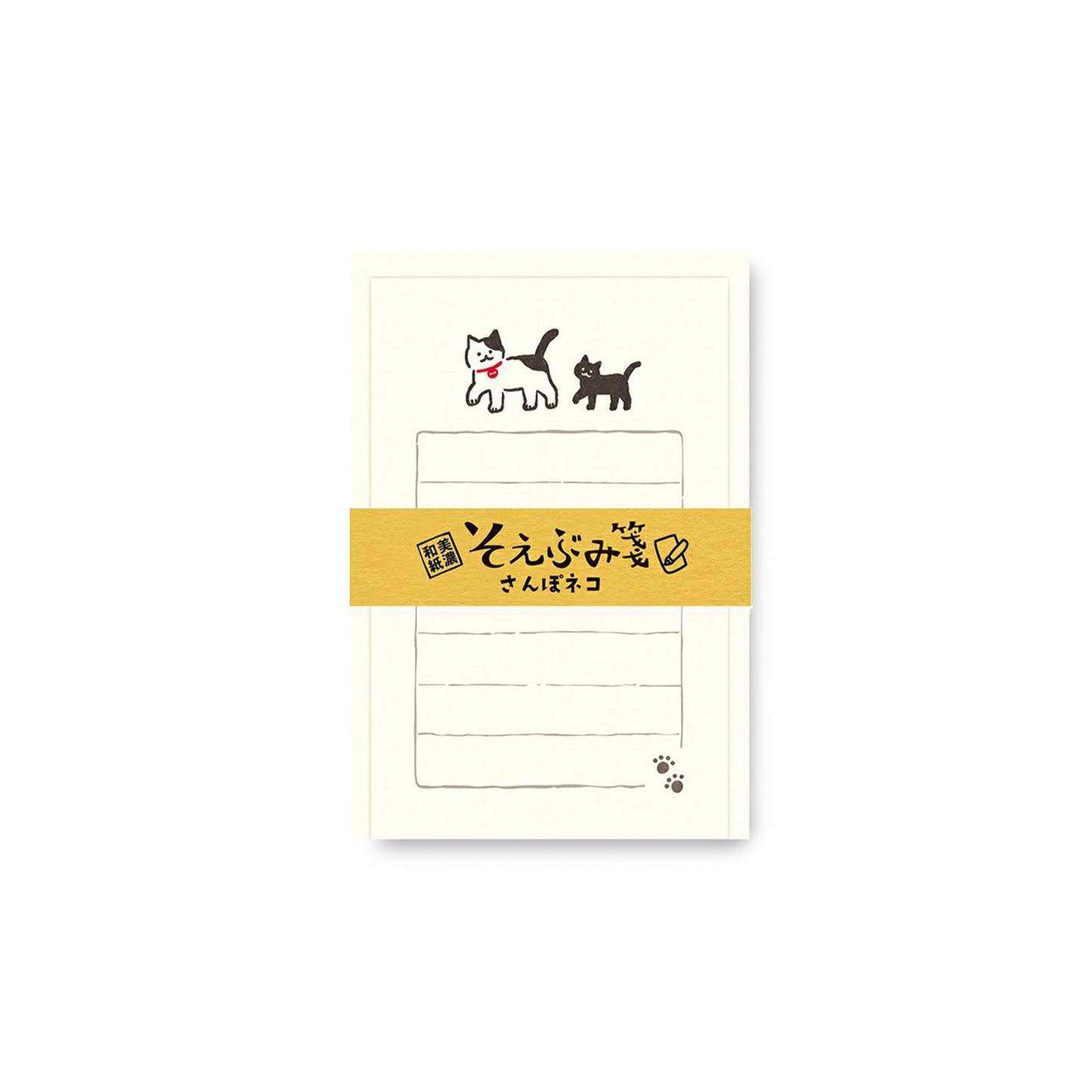 Furukawa Mino Washi Paper Mini Letter Set - Strolling Cats - Mini Letter Writing Sets