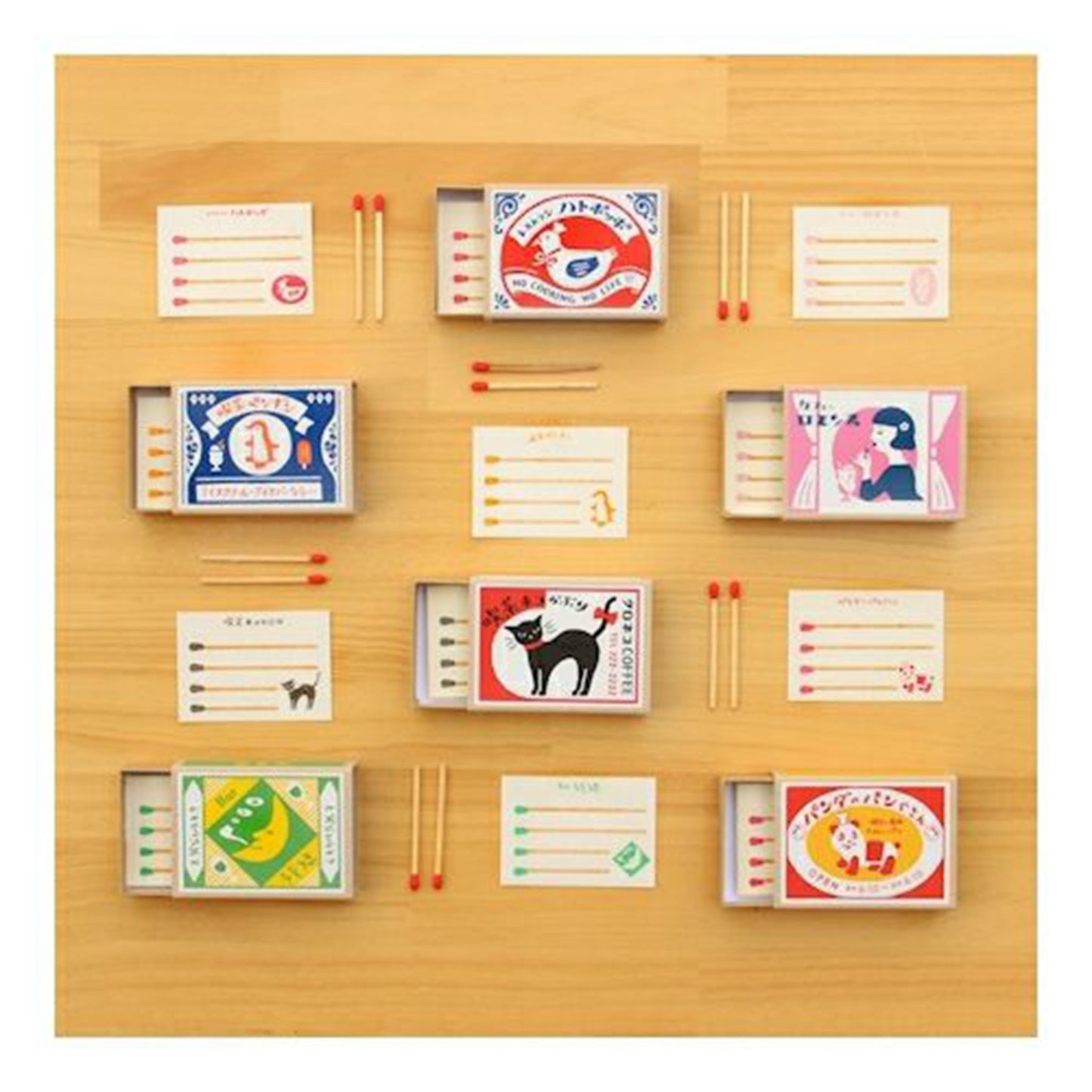 Furukawa Retro Matchbox Note Paper - Penguin Cafe - Memo Pads