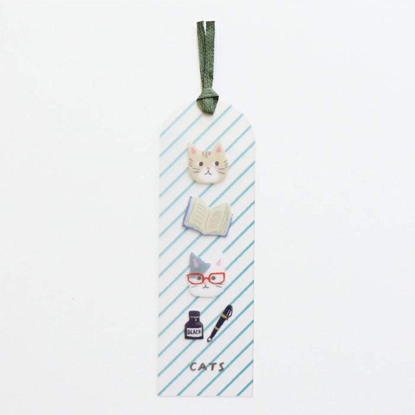 Furukawa Shiko Clear Bookmark - Book and Cat - Hontowatashi - Bookmarks