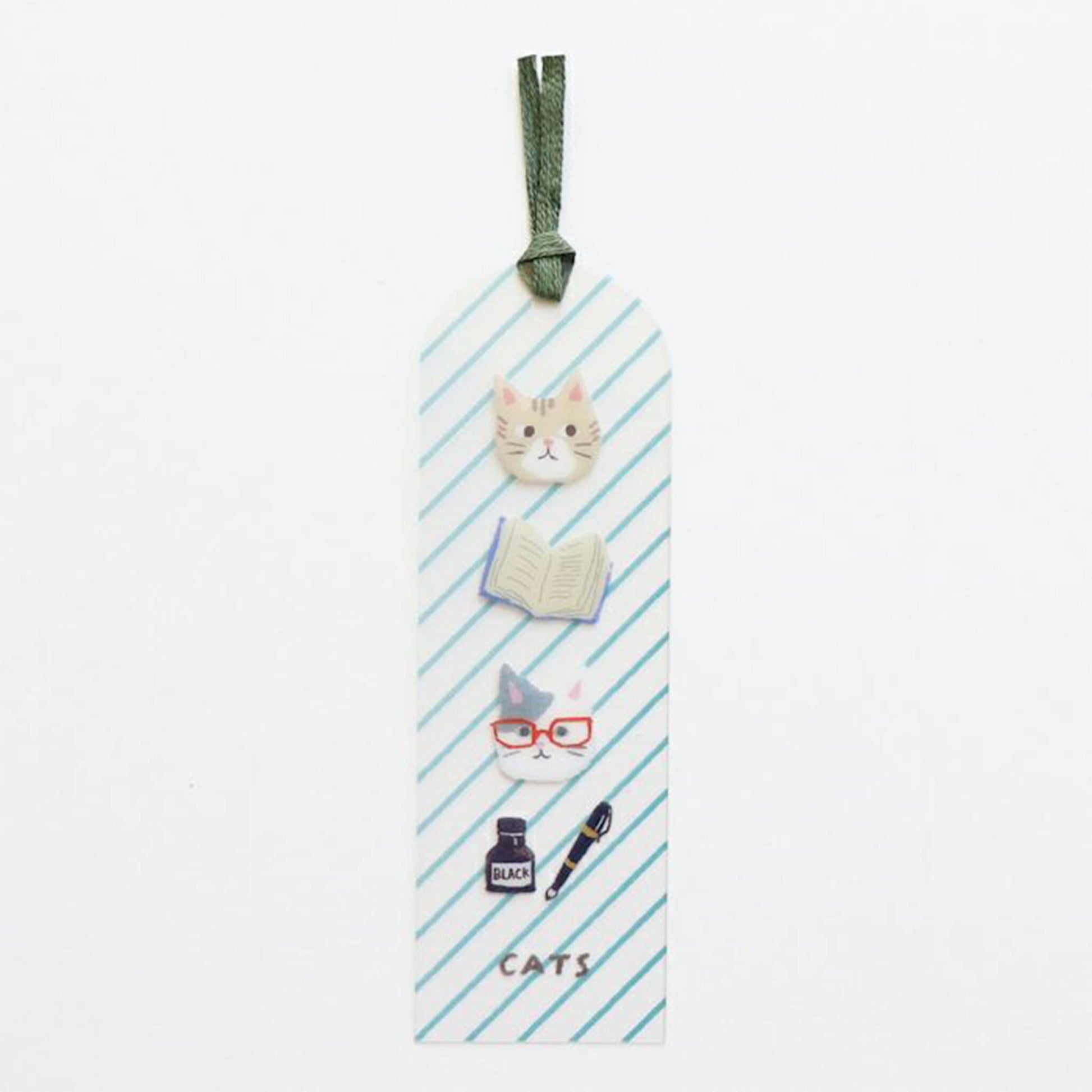 Furukawa Shiko Clear Bookmark - Book and Cat - Hontowatashi - Bookmarks