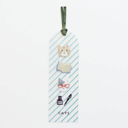 Furukawa Shiko Clear Bookmark - Book and Cat - Hontowatashi - Bookmarks